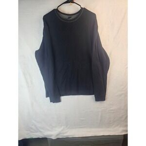 Gap Mens XL Black Waffle Knit Thermal Long Sleeve Crewneck Shirt RN 54023